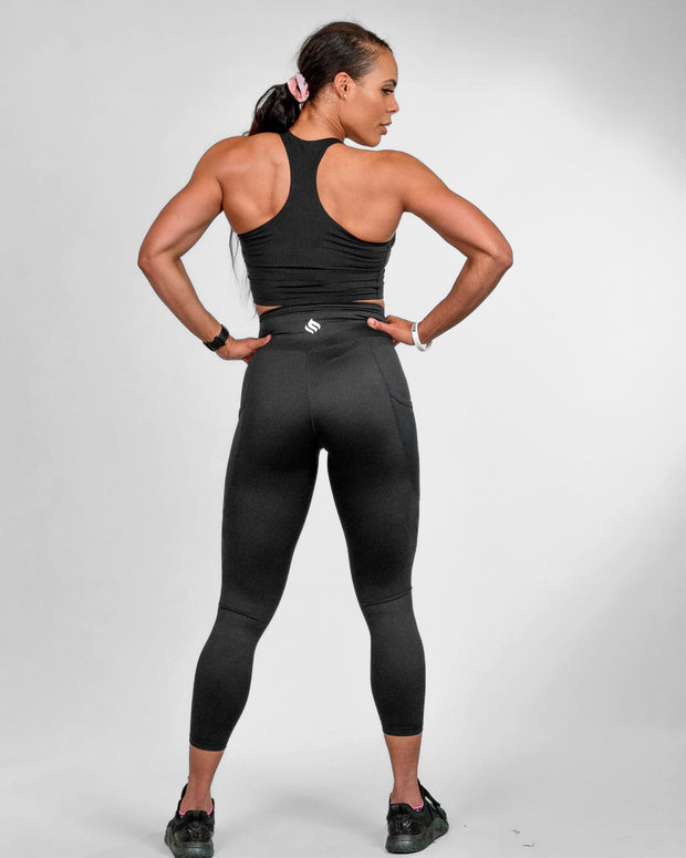 Super Soft Racerback Crop 2.0 - Charcoal